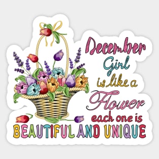 December Girl - Flower Basket Sticker